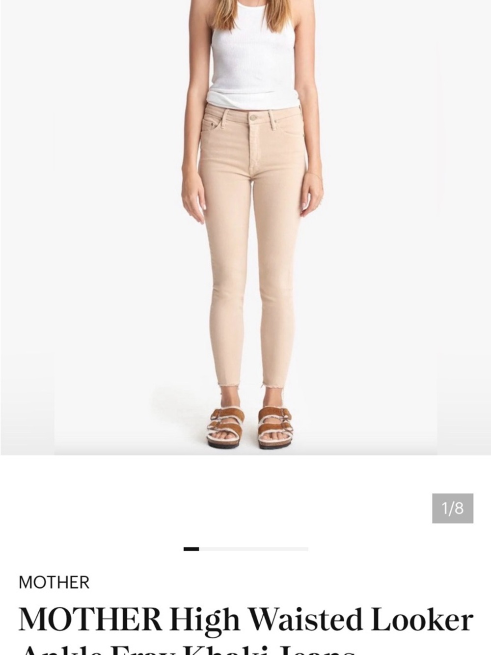 MOTHER High-Waisted Cropped Jeans in Khaki